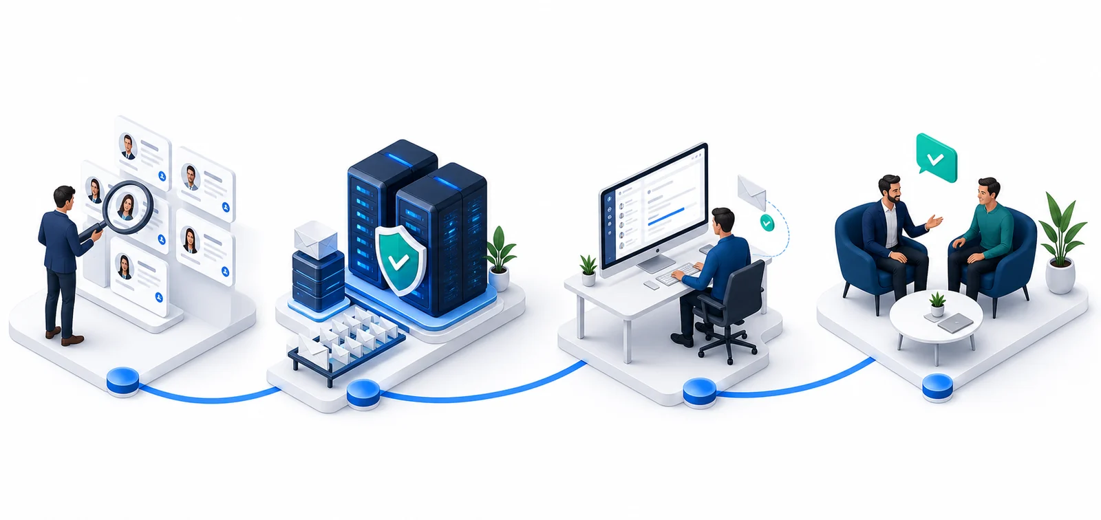 Managed cold email workflow from prospect research and sending infrastructure to outreach and a qualified sales conversation