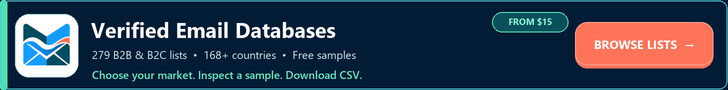 MorphyMail verified email databases — browse B2B and B2C lists